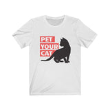 White cat shirt with black kitten silhouette