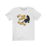 Graphic tee with kitten and board game letter tiles