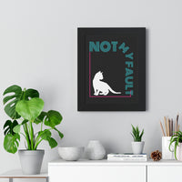 Cat art framed poster with neon elements and kitten