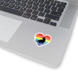 #Pride Week Rainbow Heart Cute Cat Kiss-Cut Stickers
