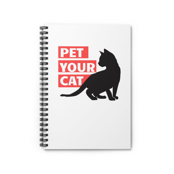 Cute cat notebook with kitten silhouette and the words "pet your cat"
