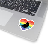 #Pride Week Rainbow Heart Cute Cat Kiss-Cut Stickers