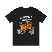 Cat shirt- mindset is everything. Baby orange kitten painted like tiger hunting a paper deer