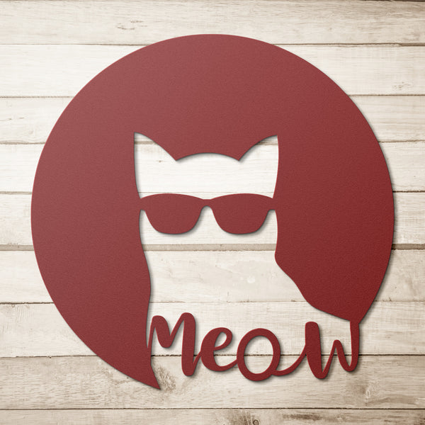 Cool Cat in Sunglasses Metal Wall Art Sign