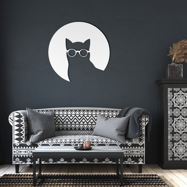 Metal Wall Art | Cat Wearing Glasses