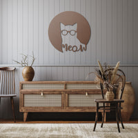 Metal Wall Art | Cat With Circle Glasses