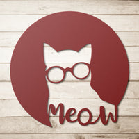 Metal Wall Art | Wonky Glasses Cat