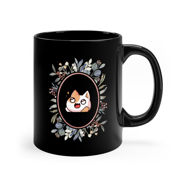 Cute cat mug with flower frame