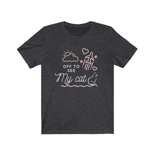 Cute cat shirt pink and white on gray