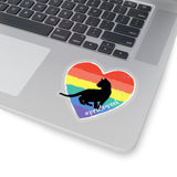 #Pride Week Rainbow Heart Cute Cat Kiss-Cut Stickers