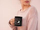 Coffee and tea mug with cat design and the words "Make Your Cat Happy"
