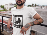 Guy wearing cool cat shirt with kitten silhouette- had me at cats
