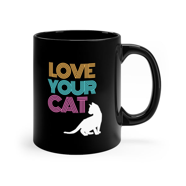 cute cat coffee mug with retro letters