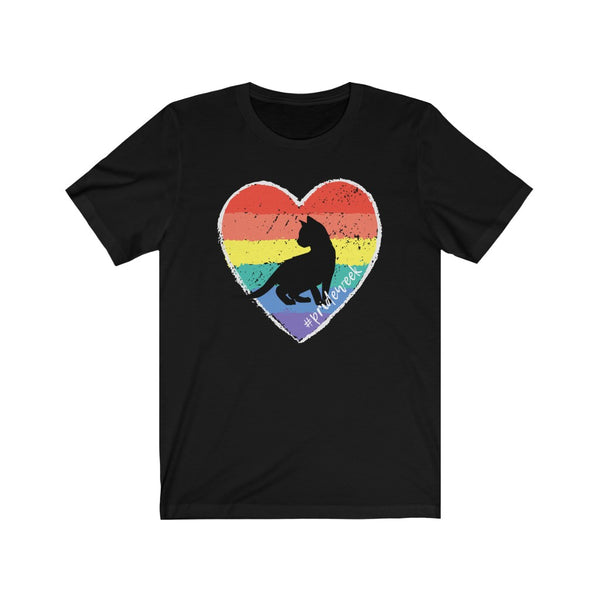 Cat Shirt with Rainbow Pride Flag Heart 