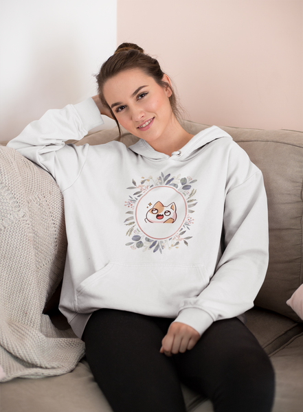 cat hoodie with cute flower frame design