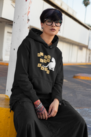 Woman with champion hoodie of scrabble letters and a kitten