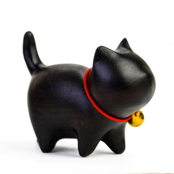 Cat figure carved from natural rosewood, cute gift for cat lovers